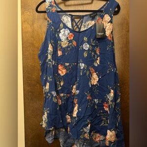 Torrid Navy Floral Sleeveless Blouse